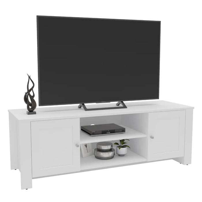 BOUSSAC Dawson TV Stand with 2 Doors for TVs up to 55", White