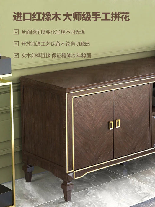 American solid wood TV cabinet light luxury modern simple small living room furniture tea table TV cabinet combination