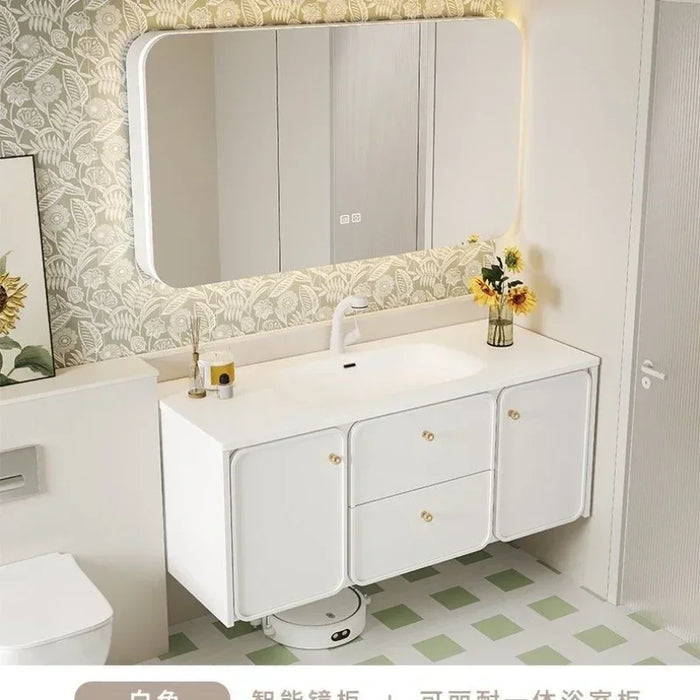Nordic Bathroom Cabinets With Smart Mirror Ceramics Integrated Washbasin Bathroom Vanity Cabinet With Sink Bathroom Furniture