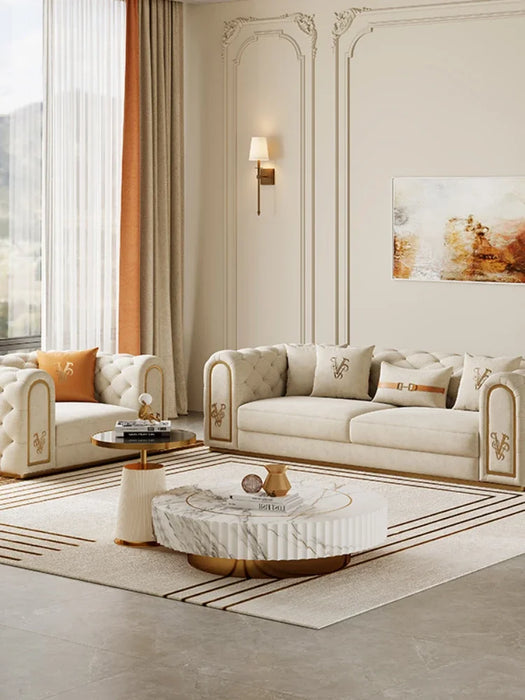 Modern Minimalist American Pull Buckle Luxury French Cream Style Living Room Sofa