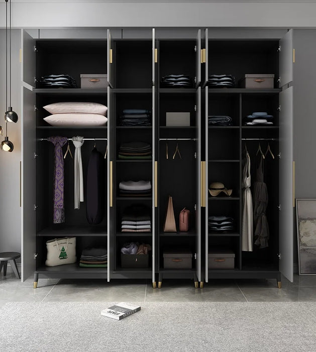 Nordic simple bedroom two door wardrobe landing against the wall modern small flat door wardrobe dressing mirror cabinet combina