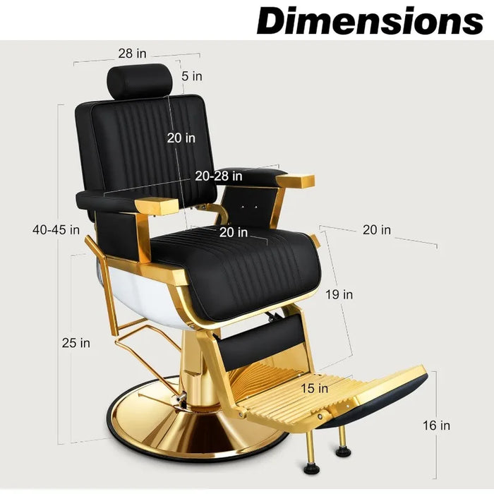 Reclining Salon Chair with Adjustable Backrest & Lumbar Support, Elegant Design Stylist Chair, Heavy Duty Hair Barber Chair