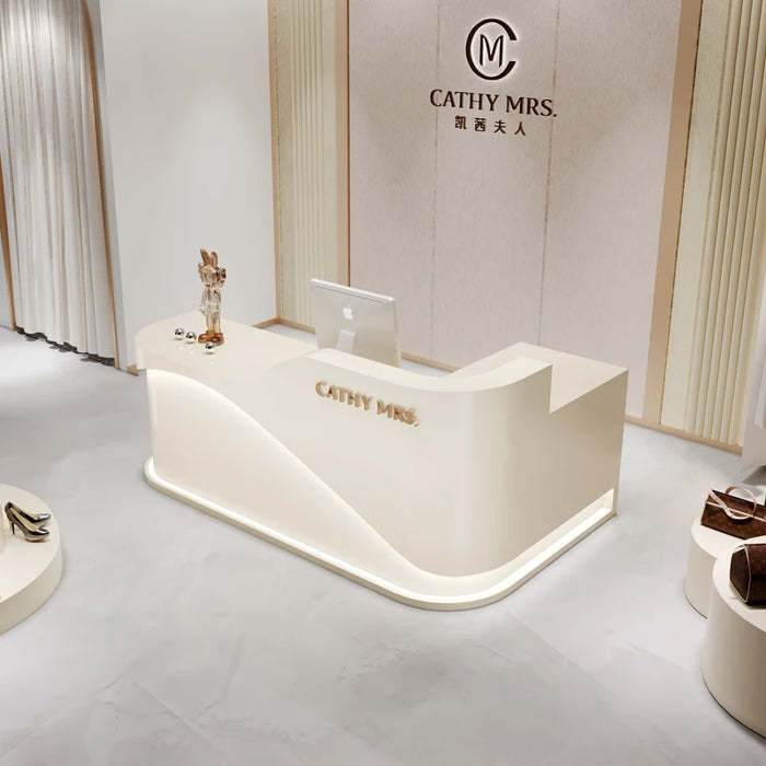 Cash Counter White Reception Desk Clinic Information L Shaped Reception Desks Nail Salon Beautysalon Meubilair Furniture