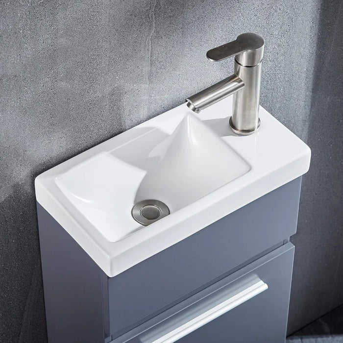 Suitable for Small Spaces Washbasin for the Bathroom Furniture 16" MDF Bathroom Vanity and Sink Combo White Ceramic Vessel Sink