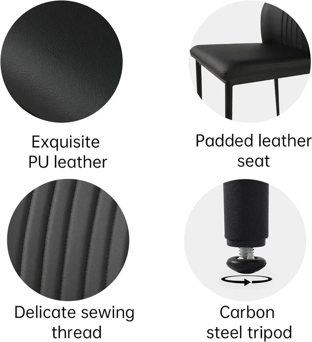 Dining Chair PU Leather Living Room Chair Modern Kitchen Armless Side Chair with Metal Legs