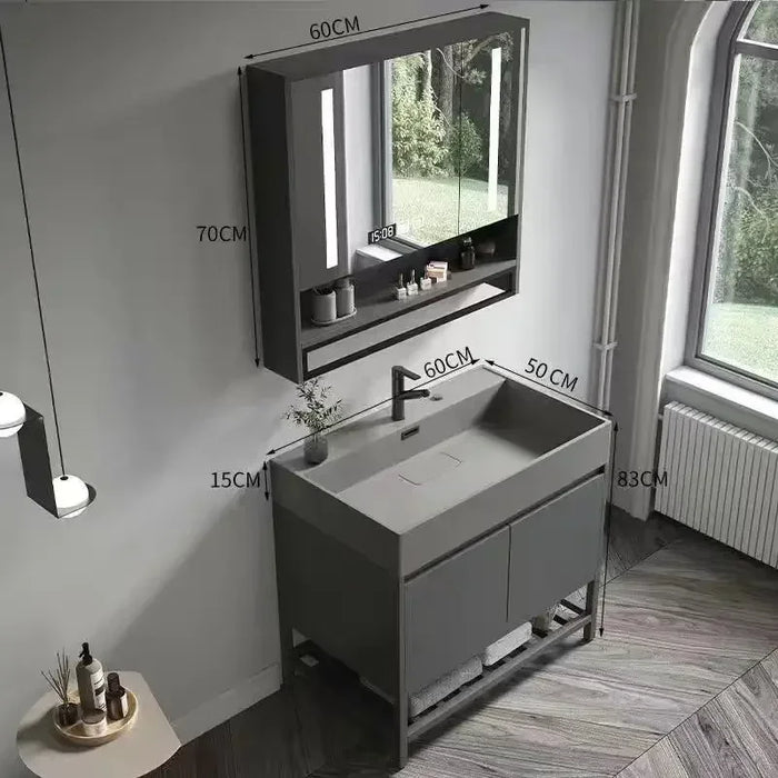 Light Luxury Nordic Bathroom Cabinet Floor Wall Slate Integrated Washbasin Bathroom Vanity Cabinet with Sink Bathroom Furniture