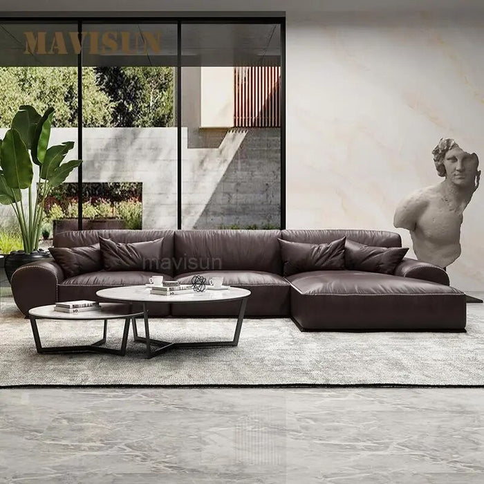 Simple Minimalist Household Comfortable Upholstered Leather Sofa Set Modern Couch Furniture Living Room Armchair For Leisure
