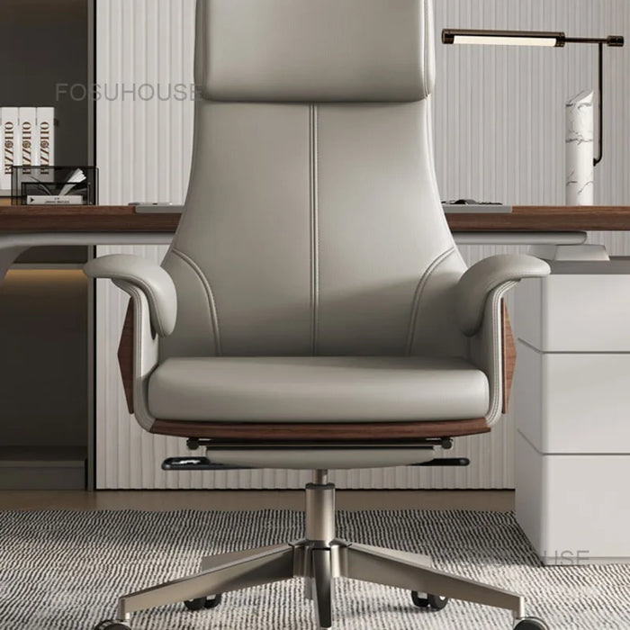 Leather Office Chairs Business Computer Chair High Back Study Boss Chair Lifting Swivel Armchair Gaming Chair Bedroom Furniture