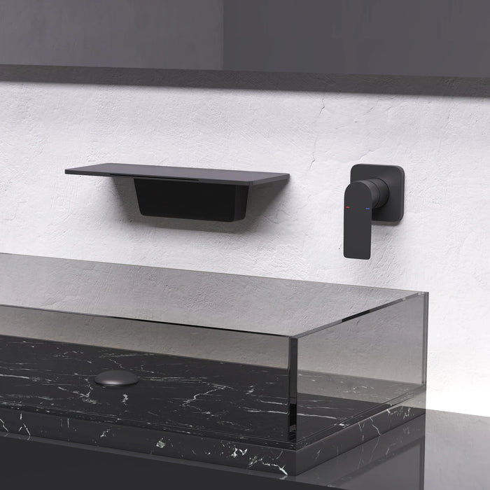 Black Waterfall Bathroom Faucet Hot Cold Water Sink Mixer Tap  Brass Paint Basin Faucets Double Hole Tapware