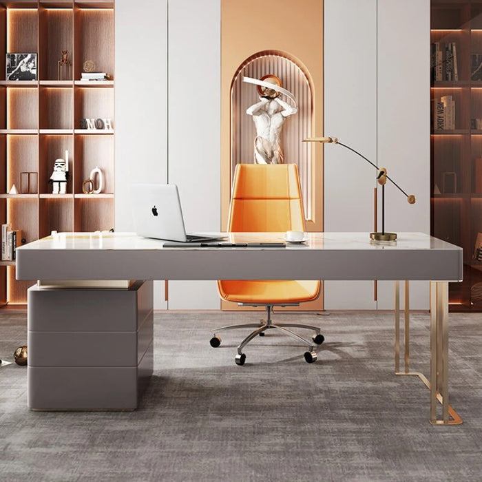 Luxury Modern Office Desk Slate Table Wood Home Write Study Computer Office Desk Italian Work Rangement Bureau Furniture QF50OD