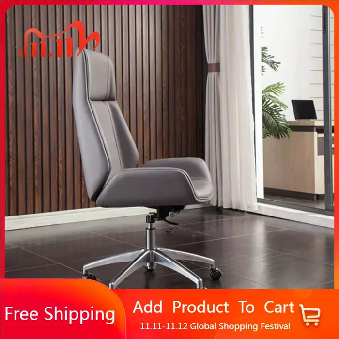 lounge High Back Bentwood Swivel Office Computer Chair Micro Fiber Leather Home Meeting Leather Chair nordic Office Furniture HY