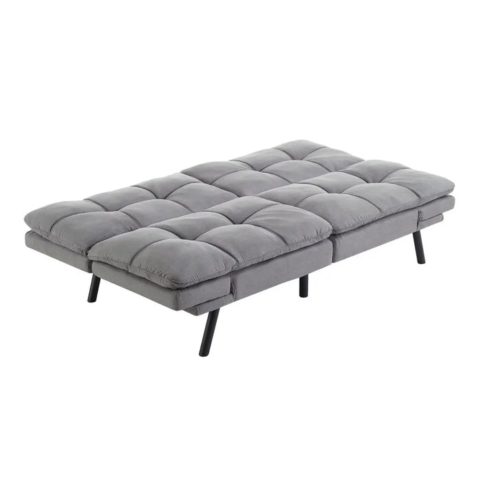 Memory Foam Futon, Gray Faux Suede