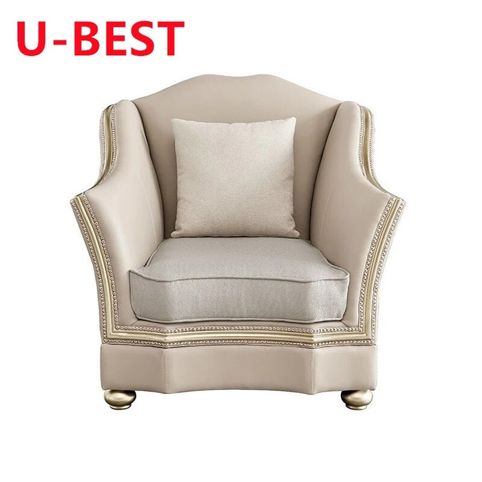 U-BEST Set Furniture Leather Home Luxury Couch Sofas 1 Recliner Sets Sala Nordic Three Seats One French Style Living Room Sofa
