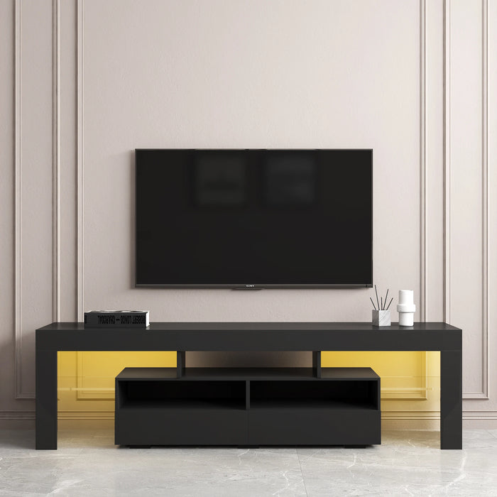 Living Room Furniture TV Stand Cabinet with 2 Drawers & 2 open shelves,20-color RGB LED Lights with Remote For Home Living Room