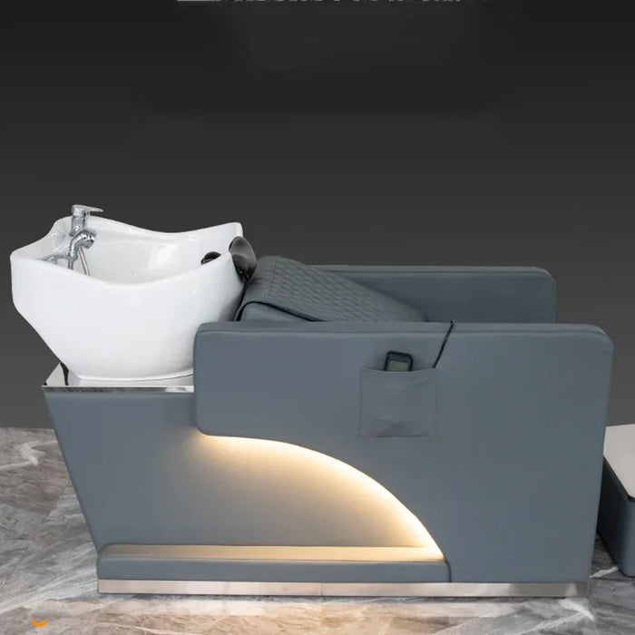 Shower Head Shampo Chair Luxury Luxury Adjust Hair Washing Station Chair Ergonomics Shampouineuse Salon Equipment MQ50XF
