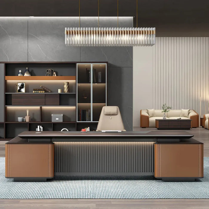 L Shaped Office Desk Computer Organizer Table Modern Executive Storage Drawers Desk Table Wooden Bureau Meuble Desk Supplies