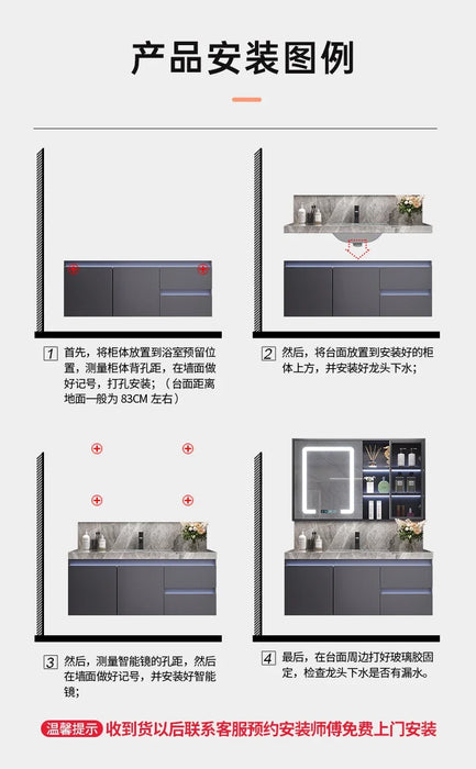 New European-style Bright-faced Slate Ceramic Basin Bathroom Cabinet Combination Intelligent Induction Toilet Washbasin Sink Set