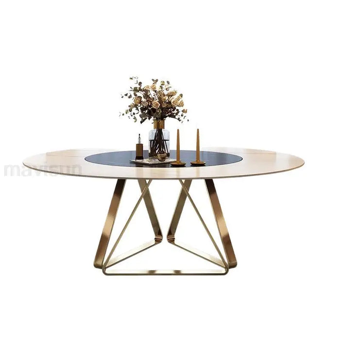 Light Luxury Gold Dining Table Round Turntable 1.2/1.5m Dining Table Set 8 Chairs Minimalist Esstische Home Furniture GPF50YH