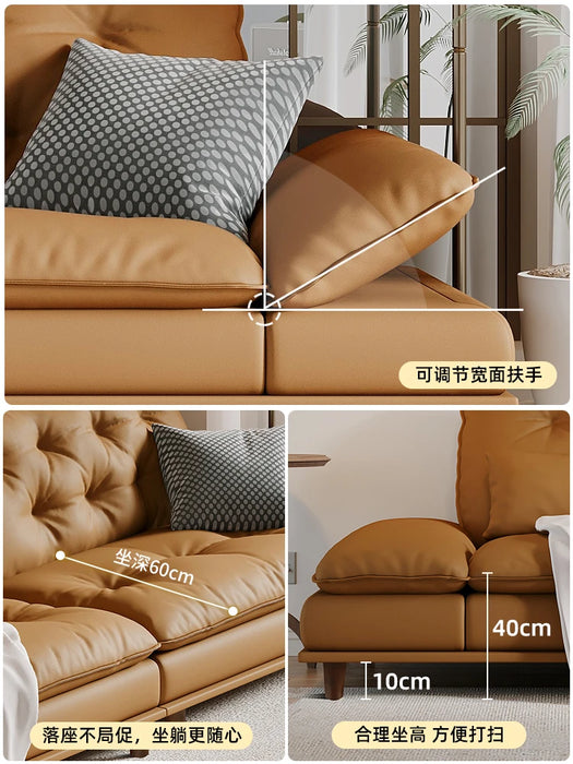 Art sofa, living room, simple modern Italian style, light luxury, wide armrests, adjustable dual purpose, straight row sofa