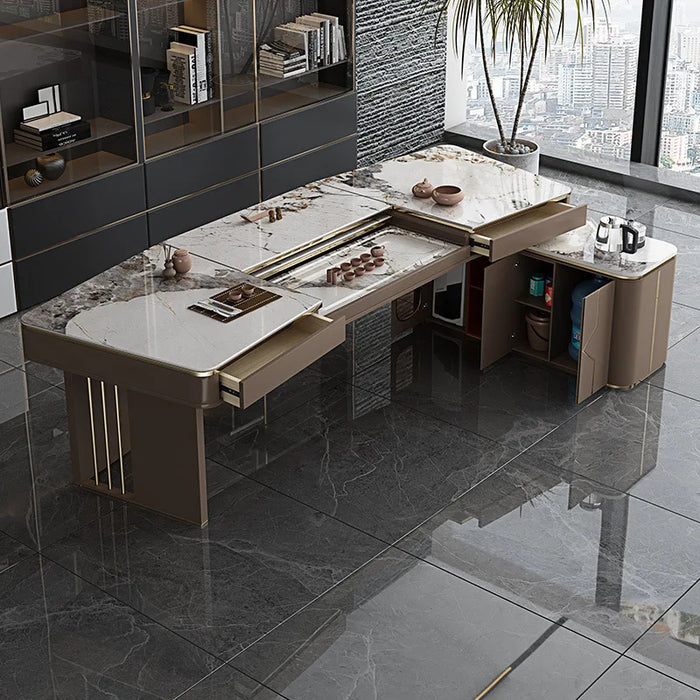 Rock desk, tea table and integrated office kungfu tea table and chair multifunctional luxury office