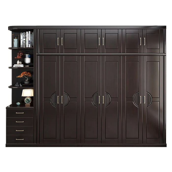 New Chinese solid wood wardrobe home bedroom coat cabinet Modern simple storage log cabinet