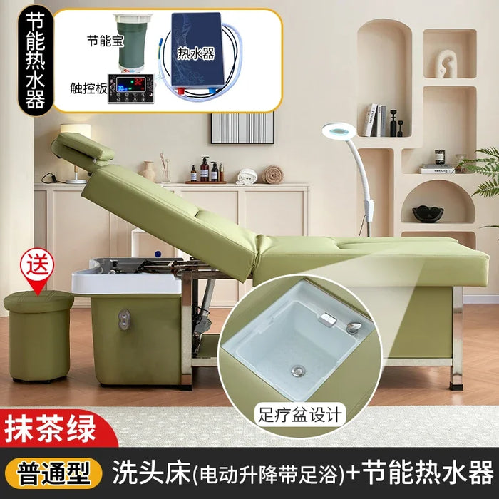 Smart Fumigation Shampo Chair Treatment Foot Shower Water Circulation Shampoo Bed Portable Shampoo Salon Furniture MQ50SC