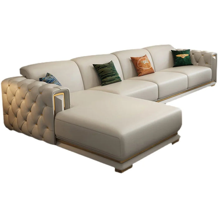 American Genuine Leather Sofa Combination Living Room Size Unit 2023 New Top Layer Cowhide Light Luxury Sofa Modern and Simple