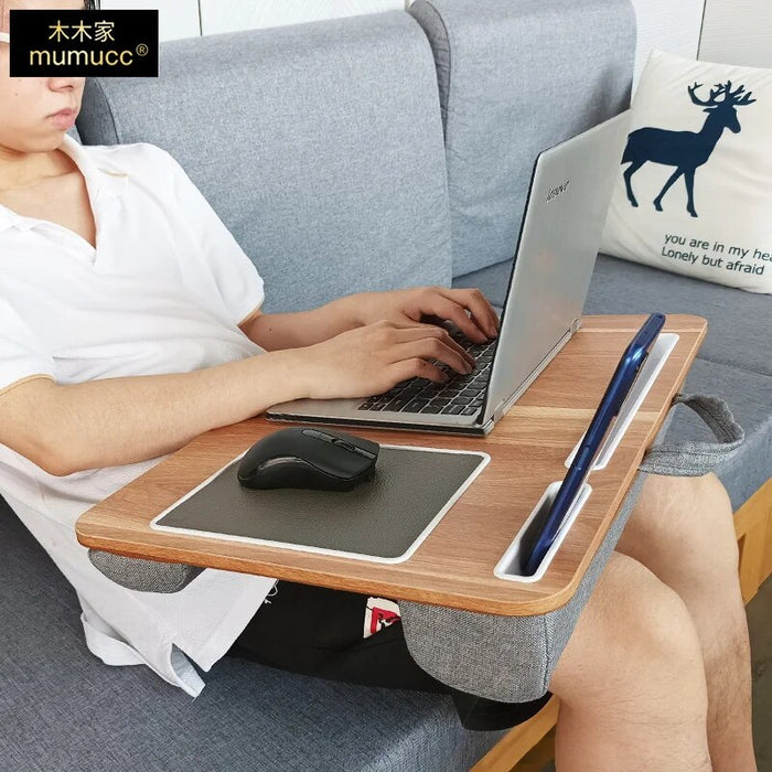 MUMUCC Multifunctional Office Wooden Laptop Desk Storage Card Slot Stable Home Universal with Soft Pillow Laptop Stand