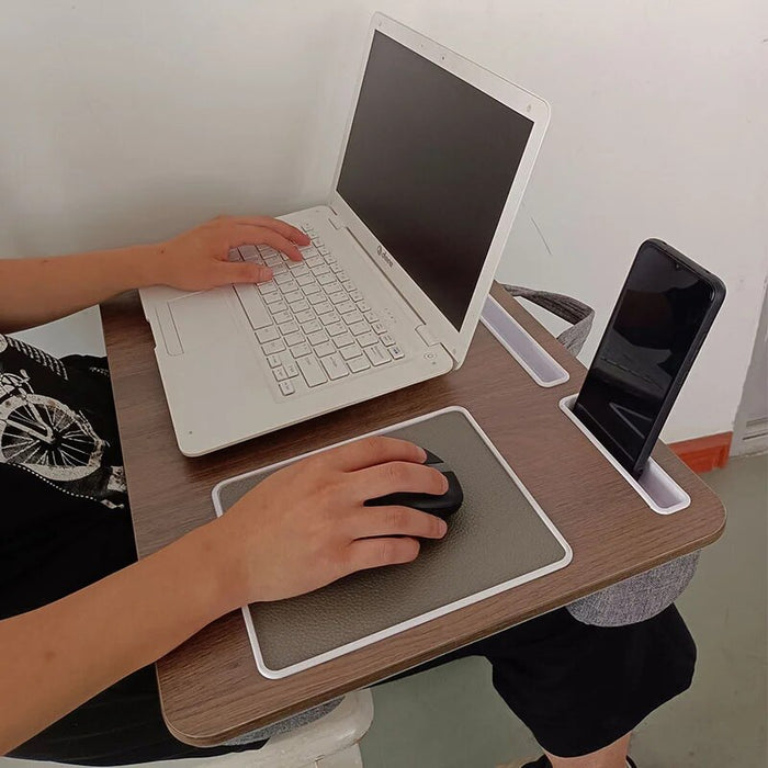 MUMUCC Casual Wooden Desk Office with Handy Handle Suitable for Laptops Up To 17 Inches Ideal for Work on Sofa Car With mousepad