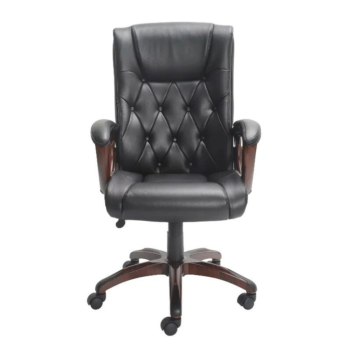 Executive, Mid-Back Manager's Office Chair with Arms, Black Bonded Leather