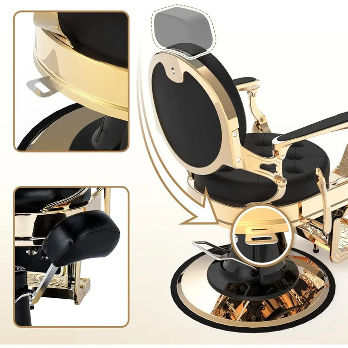 Vintage Barber Chair All Purpose Heavy Duty, Hydraulic Recline Salon Beauty Styling Chair Retro, 360 Degree Swivel,Furniture