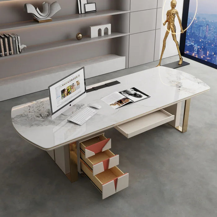 Standing Office Desk Vanity Drawers Reception Luxury Writing Desk Meeting Executive Storage Scrivania Con Cassetti Furniture