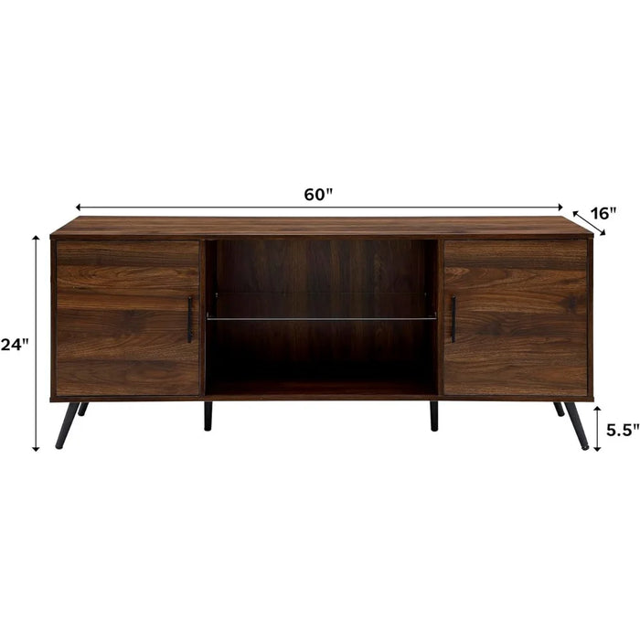 TV cabinet, modern glass frame TV stand, suitable for 65 inch walnut TV storage cabinet