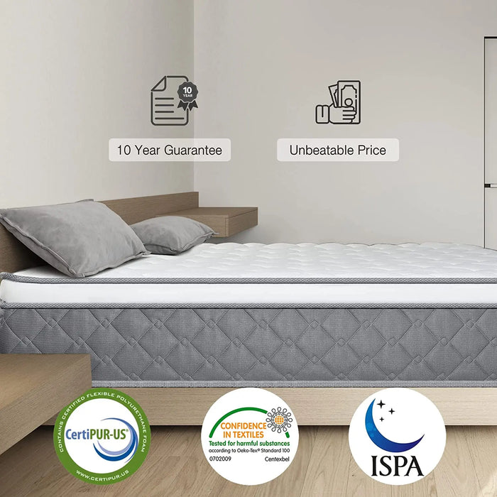 CHEVNI  Mattress 10 inch Hybrid Mattresses Individual Pocket Springs with CertiPUR-US Gel Memory Foam Mattress in a Box Medium F