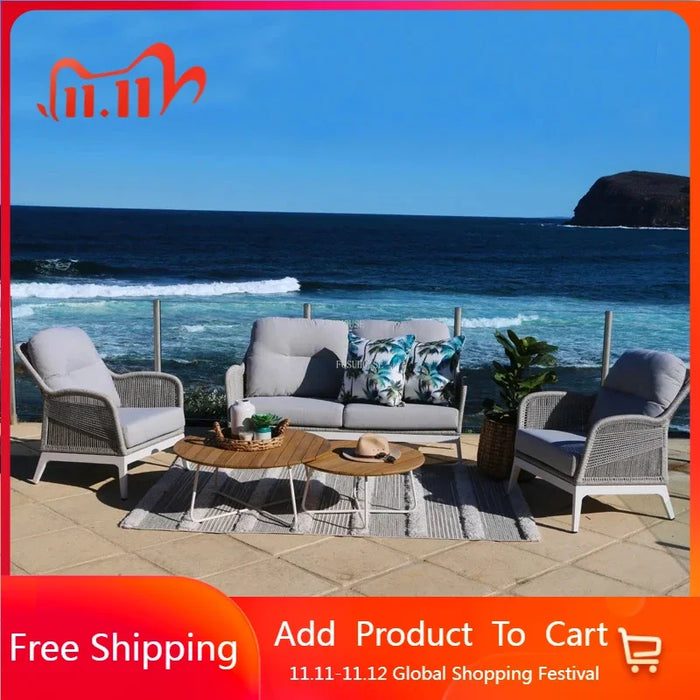 Creative Metal Rattan Outdoor Chairs Nordic Waterproof Hotel Courtyard Beach Chair Home High Back Sofa Chair Outdoor Furniture