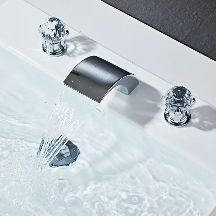 Bath Shower waterfall Faucet with Supply Hose, Widespread Brushed Nickel Bathroom Taps Dual handle Basin Sink With Pop Up Drain