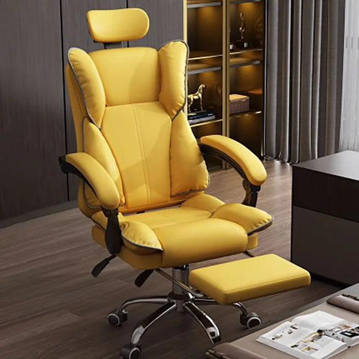 Luxury Leather Office Chair Footrest Back Cushion Wheels Mobile Recliner Chair Computer Study Sillas De Oficina Office Furniture