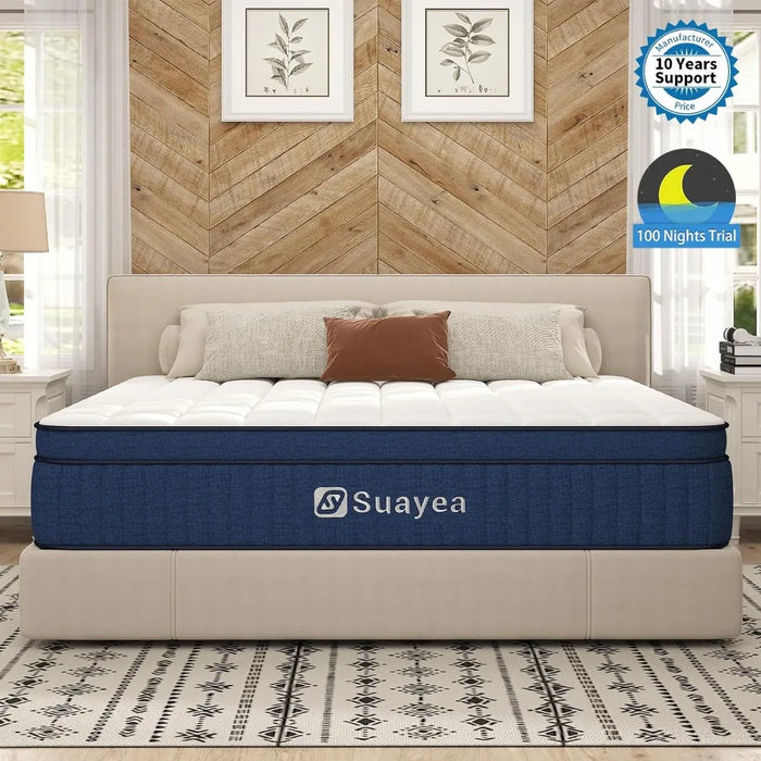 King Mattress, King Size Mattress in a Box, 12 Inch Hybrid Mattress King Size, Ultimate Motion Isolation with Gel Memory Foam