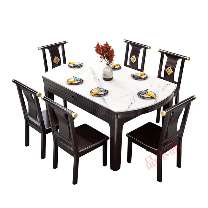 Chinese Style Eating Dining Table Induction Household Telescopic Dual Use Dining Table Set Mesa Comedor Kitchen Furniture QF50DT
