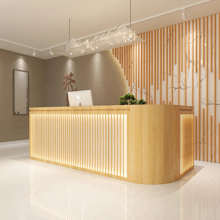 Luxury Wood Reception Desks Cashier Office Store Simple Hotel Reception Desk Standing Console Recepcion Mostrador Bar Furniture