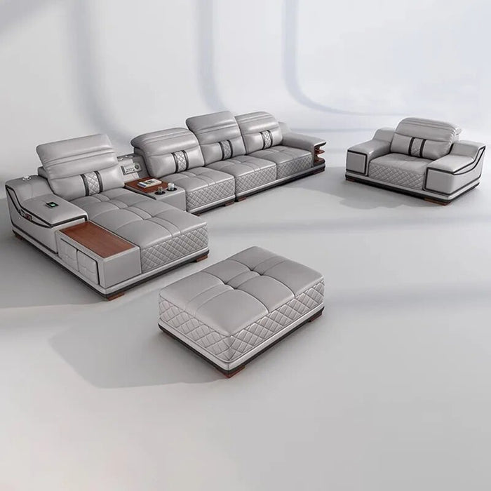 L Shape Corner Living Room Sofa Leather Adults Mid Century Modular Living Room Sofa Couch Set Floor Divani Soggiorno Decoration