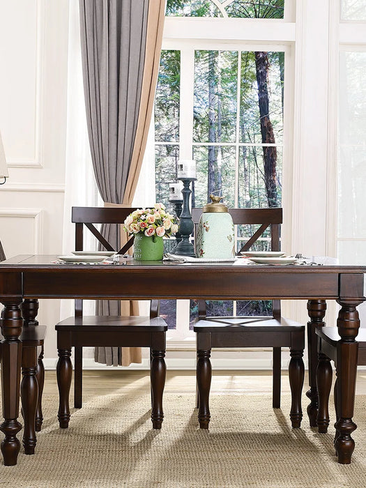 American solid wood dining table restaurant rectangular oak wood dining table dining chair combination