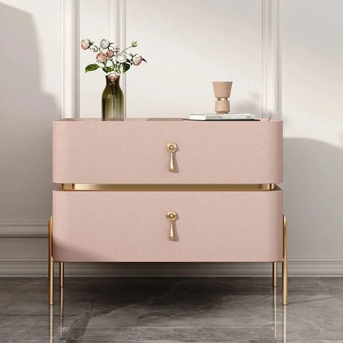 Luxury Bedside Table Solid Wood Bedroom Slate Simple American Free Installation Storage Cabinet Two Drawer Nightstand Furniture