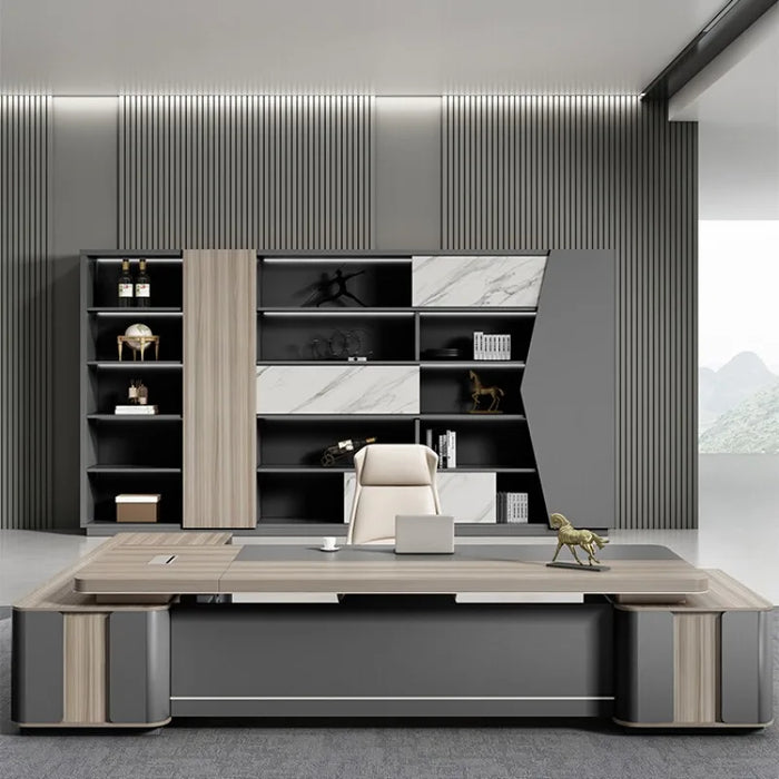 Solid wood Office Desk Boss Table and Chair Combination Manager Boss Table Modern Minimalist Office Furniture Large Desks
