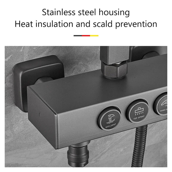 Stainless Steel Bathroom Household Constant Temperature Shower  Set Gun Gray Pressurized   Head Bath