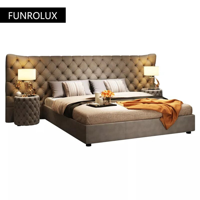 Modern style bed leather double master bedroom modern simple high-end bed luxury wedding bed