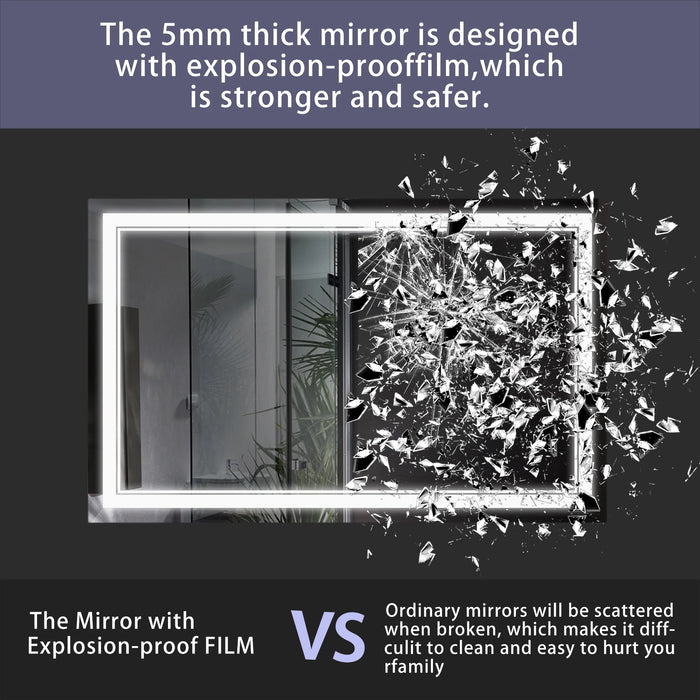 48×30 inch LED-Lit bathroom tempered mirror