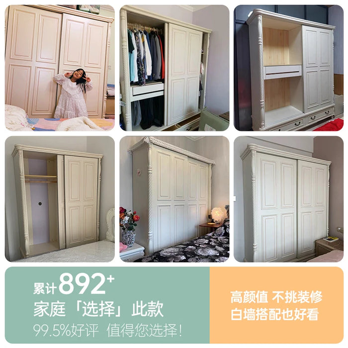American sliding door wardrobe sliding door wardrobe 1.6 meters 1.8 meters sliding door wardrobe solid wood furniture sliding do