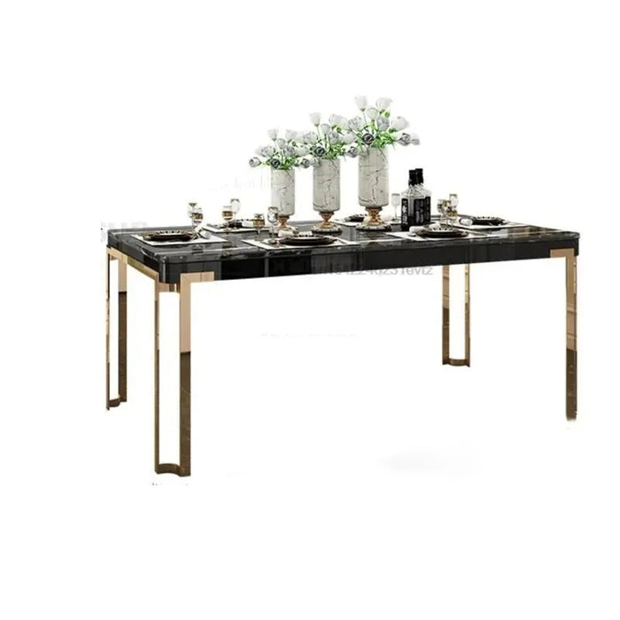 Luxury Rectangular Table Dinning Office Gaming Dining Table Chairs Living Room Stainless Steel Sillas De Comedor Furniture GM