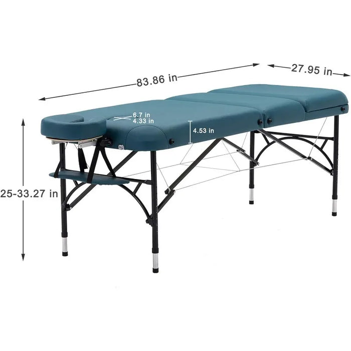 28" Width 3 Folding Portable Lightweight Massage Table Facial Salon Spa Tattoo Bed with Aluminium Leg for Home Office